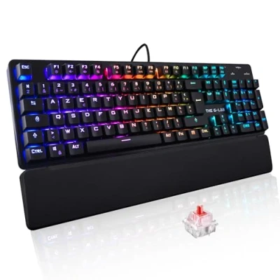 Afbeelding van Clavier gaming glab rubidium mécanique switch rouge rgb repose poignet robuste noir