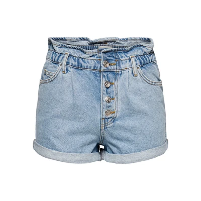Afbeelding van ONLY Onlcuba LIFE Paperbag DNM NOOS Jeansshort, Dames, Maat: Large, Light blue denim
