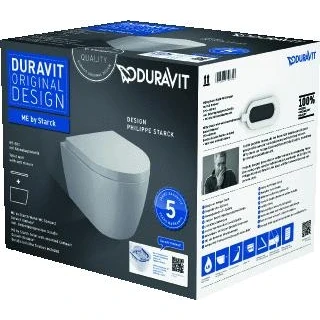Afbeelding van Duravit Me by Starck pack wandcloset 57cm Rimless met zitting QR + SC