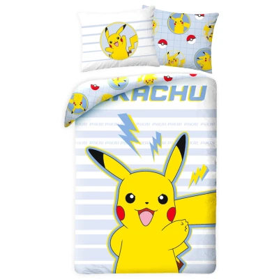 Afbeelding van Pokémon Go Pikatchu Renforcé beddengoed voor kinderen, 140 x 200 cm + 70 90 cm, 100% katoen, kinderbeddengoed, Oeko Tex