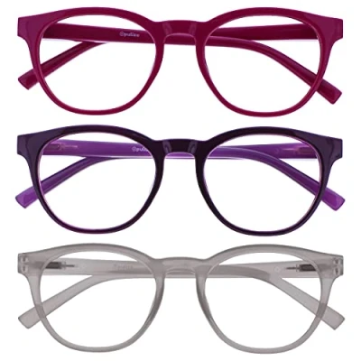 Afbeelding van Opulize Blu 3 Stuks Blauw Licht Blokkeert Bril Roze Purper Ijs Computer Ontspiegeld Mannen Vrouwen BBB5 45C +0,00