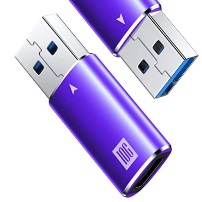 Afbeelding van ANDTOBO [10Gbps USB C bus naar stekker adapter 2 pack, lila
