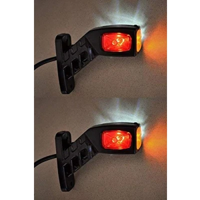Afbeelding van 2 x led zijmarkeringslichten 12 V/24 V voor bevestiging aan het chassis vrachtwagens en kippers rood/wit/oranje