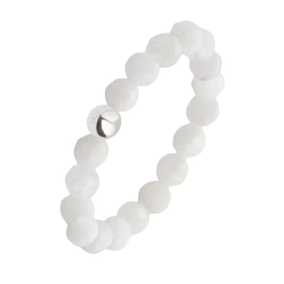 Afbeelding van Anti stressring met maansteen natuurstenen kralen voor dames Elastische parelring Gefacetteerde angstring