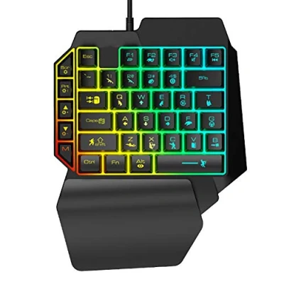 Afbeelding van mechanisch gamingtoetsenbord met één hand, 39 toetsen Bedraad eenhandig USB toetsenbord in het oog springende verlichting voor games