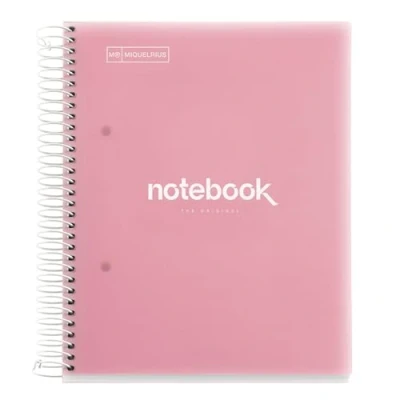 Afbeelding van Miquelrius Notitieboek, A5, notitieboek Emotions, 160 vellen, 90 g/m², geruit 5 x mm, 8 gekleurde strepen, spiraalbinding, deksel van polypropyleen, 2 gaten, roze