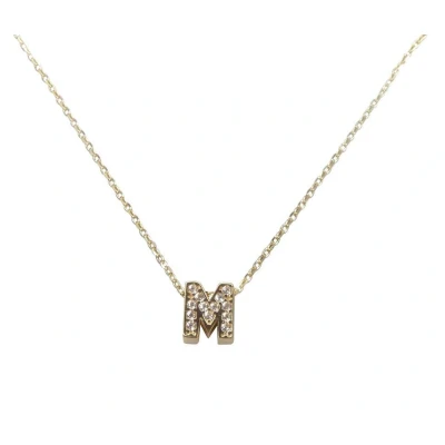 Afbeelding van Gouden ketting met M zirkonia hanger