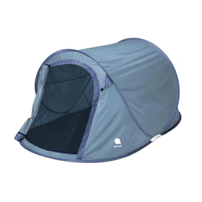 Afbeelding van Pop up werptent, blauw, 220 x 120 cm, 2 personen, onmiddellijke tent voor trekking en camping, automatische tent, eenhandstent, trekking, campingtent, inclusief haringen + spankabels,