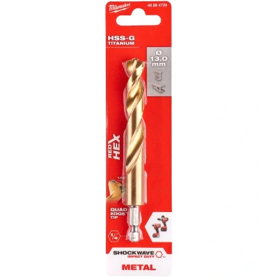 Afbeelding van Milwaukee Shockwave metaalboor HSS G Ti. 13mm