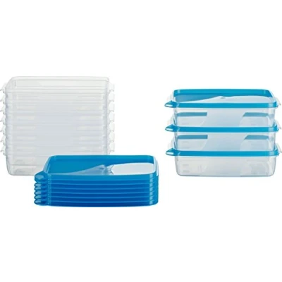 Afbeelding van MiraHome voedselopslagcontainer, vriescontainer, 18x12x5 cm, blauw, Oostenrijkse kwaliteit (0.75l Rechthoekig Plat (10 Stk))
