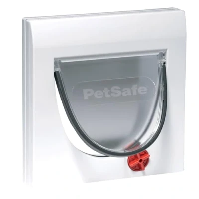 Afbeelding van PetSafe Staywell Klassieke kattenklep, 4 sluitopties, magneetsluiting, voor hout, glas, PVC, bakwanden, eenvoudige montage, weerbestendig, Met tunnel, zilver, wit, tunnel., wit