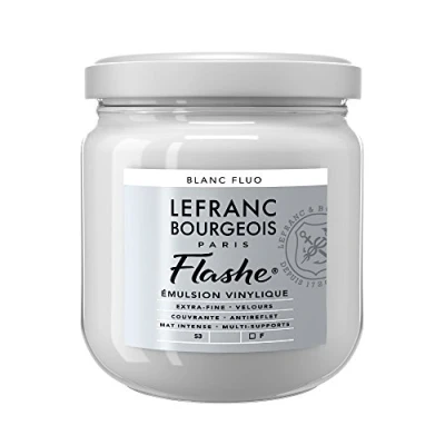 Afbeelding van Lefranc Bourgeois 300524 Flashe acryl en vinylverf, lichtecht, dekkend bestand tegen veroudering 400ml Pot, Fluorescent White