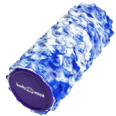 Afbeelding van Fascia Roller Massage Fitness Sport Therapie Roller; Training voor Bovenlichaam, Nek, Rug, Benen, Kuiten &amp; Alle Andere Spiergroepen; 33 x 14,5 cm, (Blauw Wit)