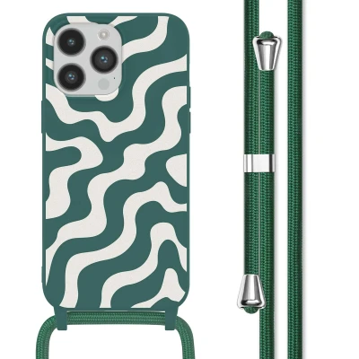 Afbeelding van Apple iPhone 14 Pro Max Hoesje Siliconen en TPU (zacht) imoshion Softcase/Koordhoesje/Backcover Petrol Green Groovy Telefoonhoesje