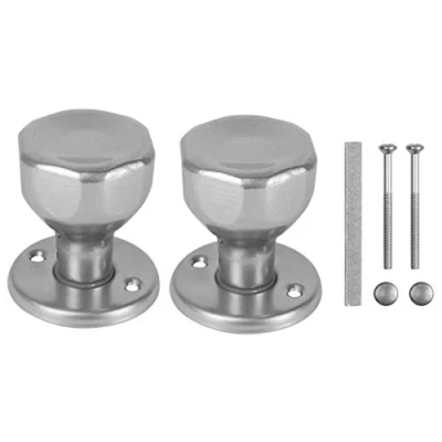 Afbeelding van ADGO Handgreep Dubbelzijdige Draaiknop Voor de Deur van Poort, Balkon, Terras, Gepoedercoat Staal, Twee Knoppen Links en Rechts Montageschroeven Inbegrepen, Knopdiameter 45 mm, Zilver, 1 stuk