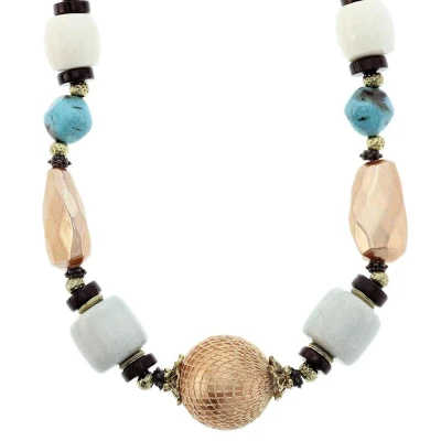Afbeelding van Behave Lange goudkleurige ketting met multi color kralen