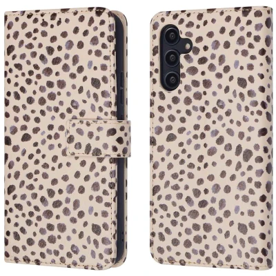 Afbeelding van Samsung Galaxy A14 (4G) Hoesje Kunstleder iMoshion Bookcase Black And White Dots Telefoonhoesje