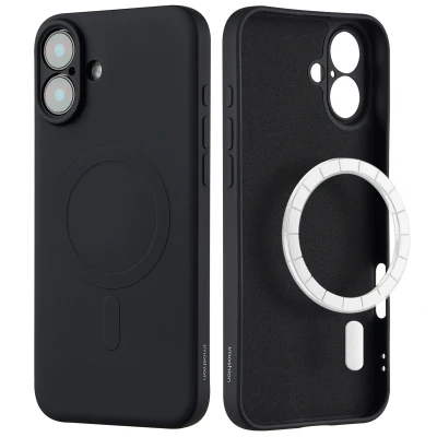 Afbeelding van Apple iPhone 16 Plus MagSafe Hoesje Siliconen en TPU (zacht) imoshion Softcase/Backcover Zwart Telefoonhoesje