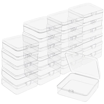 Afbeelding van Belle Vous Klein Helder Plastic Opslag Dozen Containers met Scharnier Deksels (24 Pak) L8,3 x B8,3 H2,8 cm Mini Doosjes Voor Pillen, Kralen, Sieraden &amp; Hobby Items