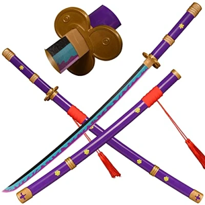 Afbeelding van LQZJG Anime Bamboe Zwaard Katana Cosplay，Roronoa Zoro Ame no Habakiri Paars;103 cm/40 inch