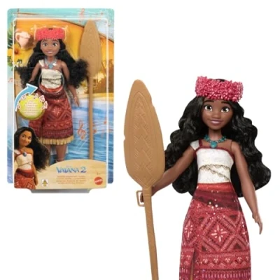 Afbeelding van Mattel Disney Vaiana 2 zingende pop met outfit en kenmerkende accessoires, zingt &quot;We&#039;re Back&quot; in 4 talen, JBT62