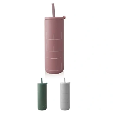Afbeelding van Design Letters Travel Life thermosfles met rietje 50 cl Ash rose