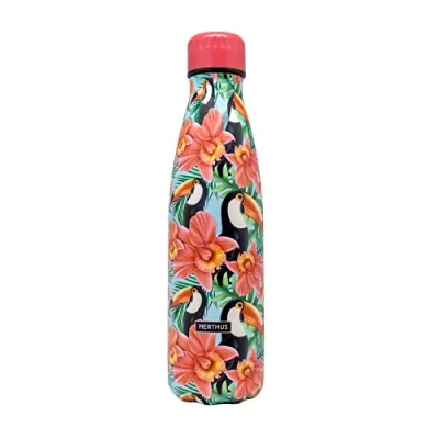 Afbeelding van NERTHUS FIH 773 thermosfles, dubbelwandig, kleurdesign, 500 ml, roestvrij staal, BPA vrij, 18/8, rode tukane, ml