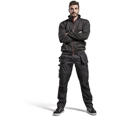 Afbeelding van Blaklader Service werkbroek met stretch en spijkerzakken 1496 1330 Zwart/Rood D112