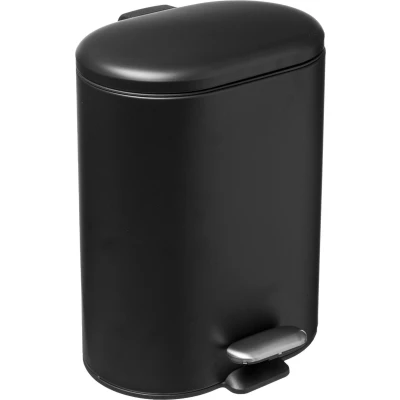 Afbeelding van 5Five Prullenbak/pedaalemmer zwart rvs metaal 6 liter 15x24x30 cm Pedaalemmers