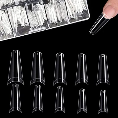 Afbeelding van 500 stuks acryl kunstnagelpunten valse nagels, natuurlijke nageltips met transparante doos, kunstnagels, kunst tips, fake coffin voor dames
