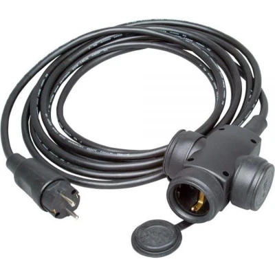 Afbeelding van Kopp Geaarde voeding verlengkabel outdoor met 3 voudig contact 3x 1,5mm / zwart 1,5 meter