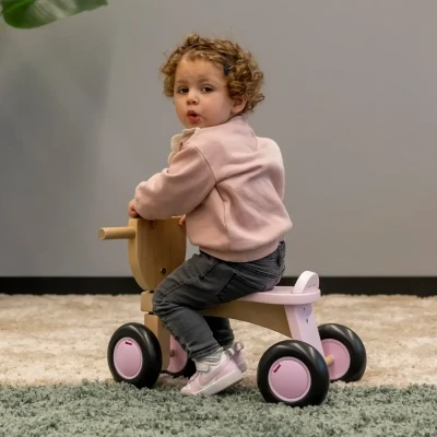 Afbeelding van Bandits &amp; Angels houten loopfiets Vintage Rider pink natural 1 jaar jongens en meisjes roze
