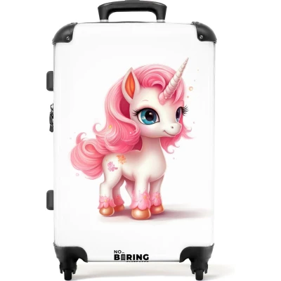 Afbeelding van NoBoringSuitcases.com Grote koffer roze Kinderkoffer eenhoorn meisjes Reiskoffer met 4 wielen Trolley op wieltjes 60 liter Rolkoffer groot kinderen Ruimbagage valies 20kg Bagagetrolley middelgroot Suitcase large TSA slot Hardcase XL