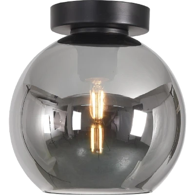 Afbeelding van Artdelight Plafondlamp Marino Zwart &amp; Smoke Glas 20cm