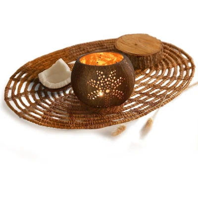 Afbeelding van NAMTURE Kokosnoot Kaarshouder Palmtree 2 Pack