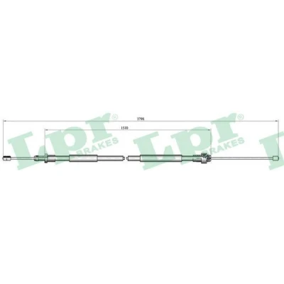 Afbeelding van LPR C0104B Handremkabel 1775, 1500mm Trommelrem CITROЁN: Xsara Picasso (N68) 2.0 HDi, 1.6 Chrono, 16V, 1.6, 1.8 16V 1999 2011