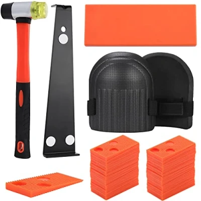 Afbeelding van Knpwer 45 stuks vinyl installatieset incl. laminaat houten vloer installatieset, legkit met 40 afstandhouders, dubbele hamer, schroefdraadboor en trekstang