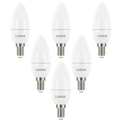 Afbeelding van Linkind E14 LED kaars vorm, 60W gloeilamp vervangen, 7W 860lm 5000K daglicht, niet dimbaar C35 / B35 kaarslicht, Pack van 6