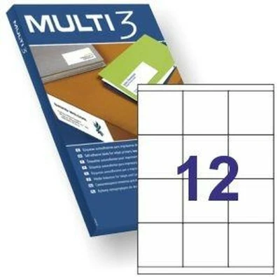 Afbeelding van Stickers/etiketten MULTI 3 70 x 67,7 mm Wit 100 Lakens