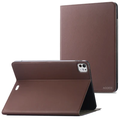 Afbeelding van Apple iPad Pro 11 (2024) M4 Hoes: Accezz Classic Tablet Case Bookcase Bruin Siliconen En TPU (zacht) Hoezen