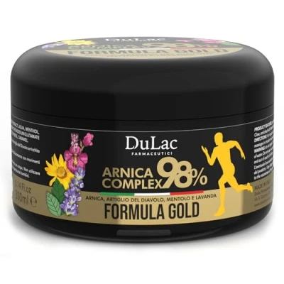 Afbeelding van DuLàc, Arnica Complex 98%, Formula Gold, Lichaamsgel met Arnica, Duivelsklauw, Menthol en Lavendel, voor Masseren van de Huid Spieren Gewrichten, Dermatologisch Getest, Made in Italy, 300 ml