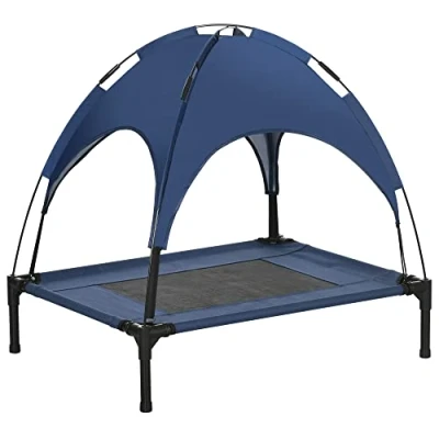 Afbeelding van PawHut Luifel hondenligbed hondenbed verhoogd huisdierbed ademend taft stof D04 058