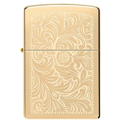 Afbeelding van ZIPPO Bloemenmotief High Polish Brass Lustre stormaansteker, navulbaar, in hoogwaardige geschenkdoos