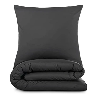 Afbeelding van Alreya 3 delig renforcé beddengoed 200 x 220 cm met 2 kussenslopen 80 100% katoen YKK ritssluiting, superzachte dekbedovertrek, Oeko Tex® standaard gecertificeerd, Antraciet
