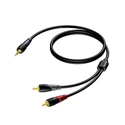 Afbeelding van Tulp naar jack 3.5 mm kabel Procab 15 meter (Stereo, Verguld, 100% koper)