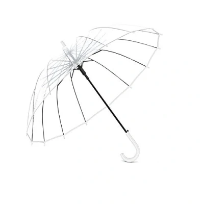 Afbeelding van Lancoon Transparante paraplu, 16 glasvezelribben doorzichtige koepelparaplu&#039;s voor vrouwen, winddichte automatische open paraplu KS10White