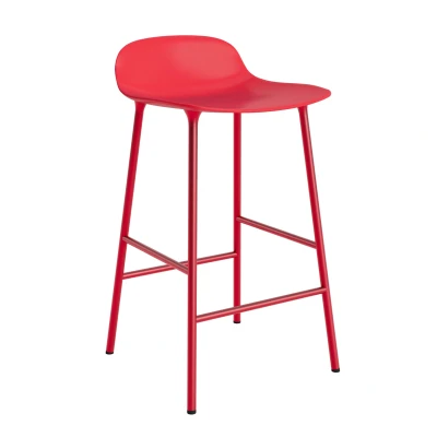 Afbeelding van Normann Copenhagen Form Barstool Barkruk 65 Cm Met Stalen Onderstel Felrood