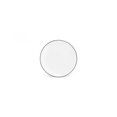 Afbeelding van BonBistro Plat bord 24cm coupe black rim Basic White (Set van 6)