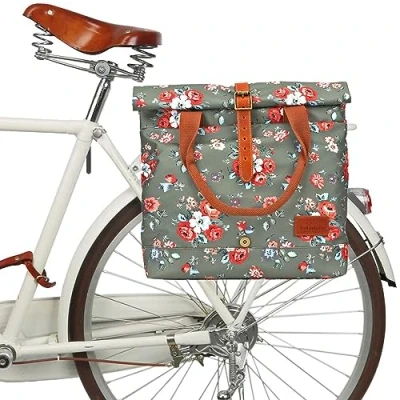 Afbeelding van Tourbn TOURBON Dames Fietstas Shopper Waterdichte Canvas Fietstassen voor Achterdrager Handtas Fietsen Reizen