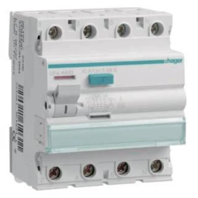 Afbeelding van Hager CPA440D Aardlekschakelaar A 4 polig 40 0.3 400 V